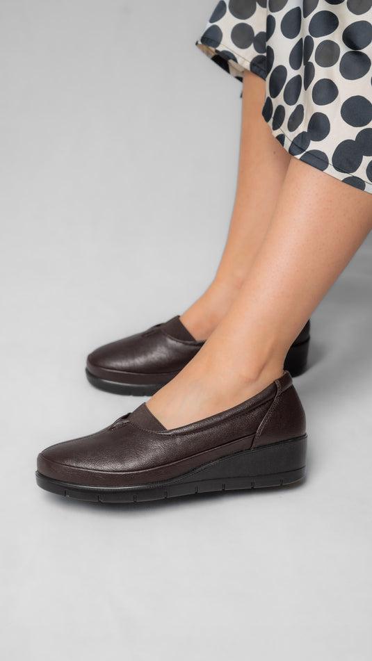 Mocassin compensée confortable