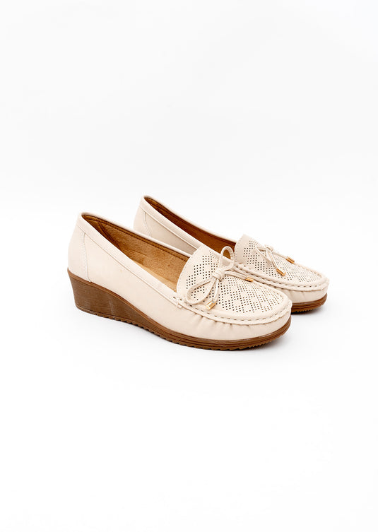 Mocassins confort à talon compensé femme