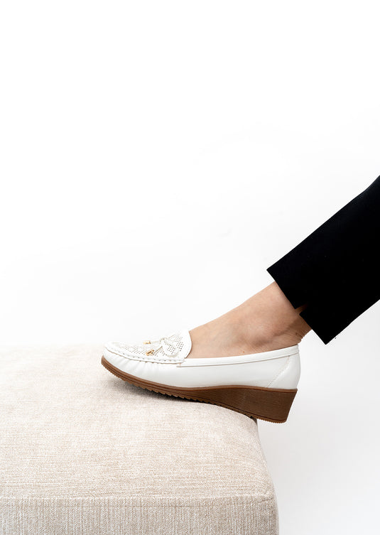 Mocassins confort à talon compensé femme