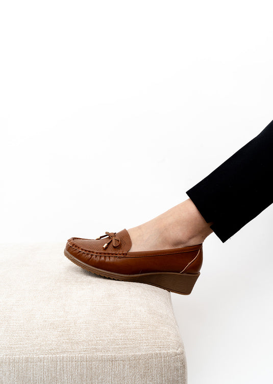 Mocassins confort à talon compensé femme