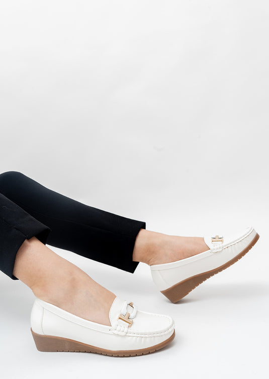 Mocassins mocassins confort unis a talon compense femme