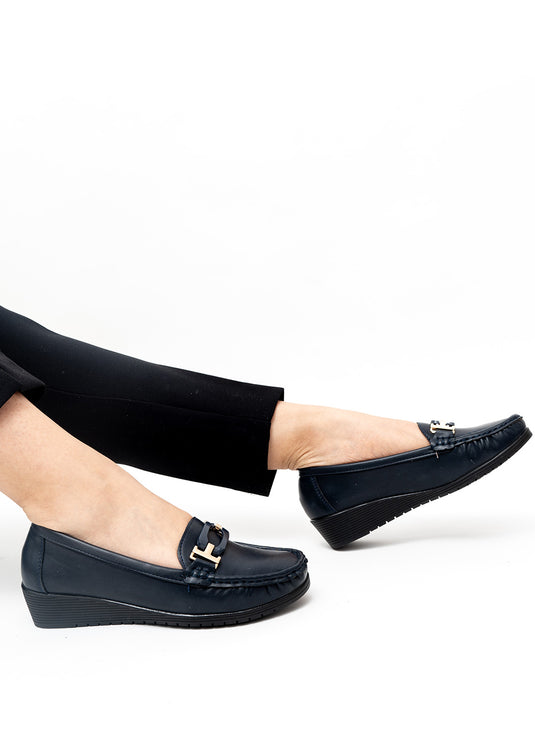 Mocassins mocassins confort unis a talon compense femme