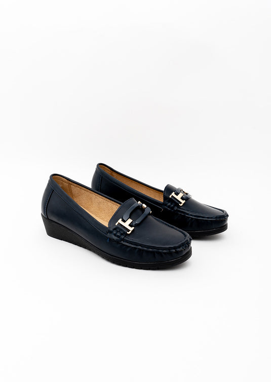 Mocassins mocassins confort unis a talon compense femme