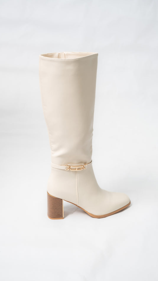 Bottes à talon avec bout doré