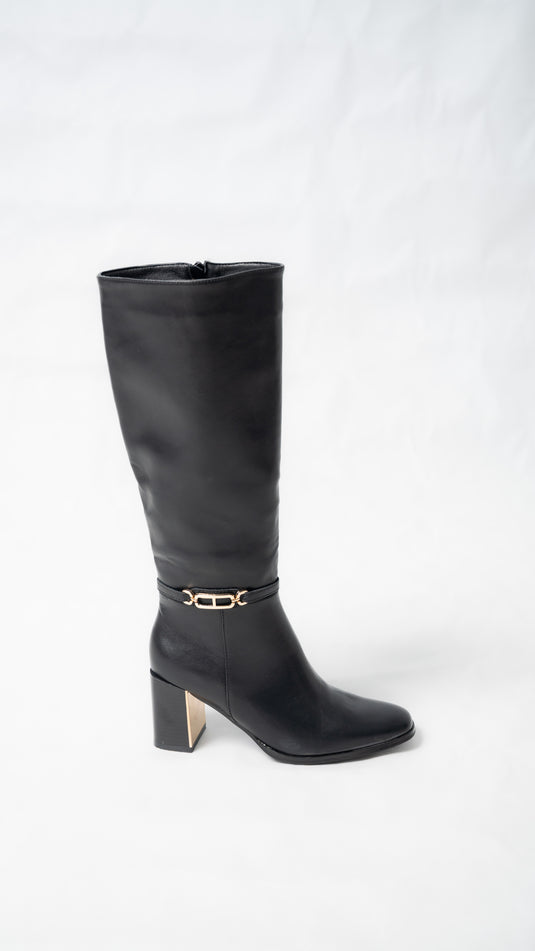 Bottes à talon avec bout doré