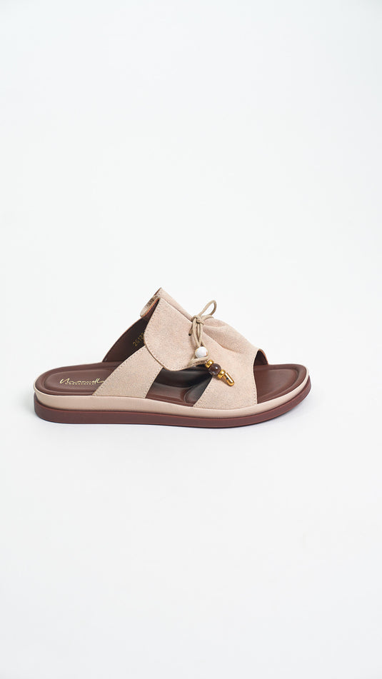 Mules Plates Suede pour Femme à Brides et Perles Style Bohème
