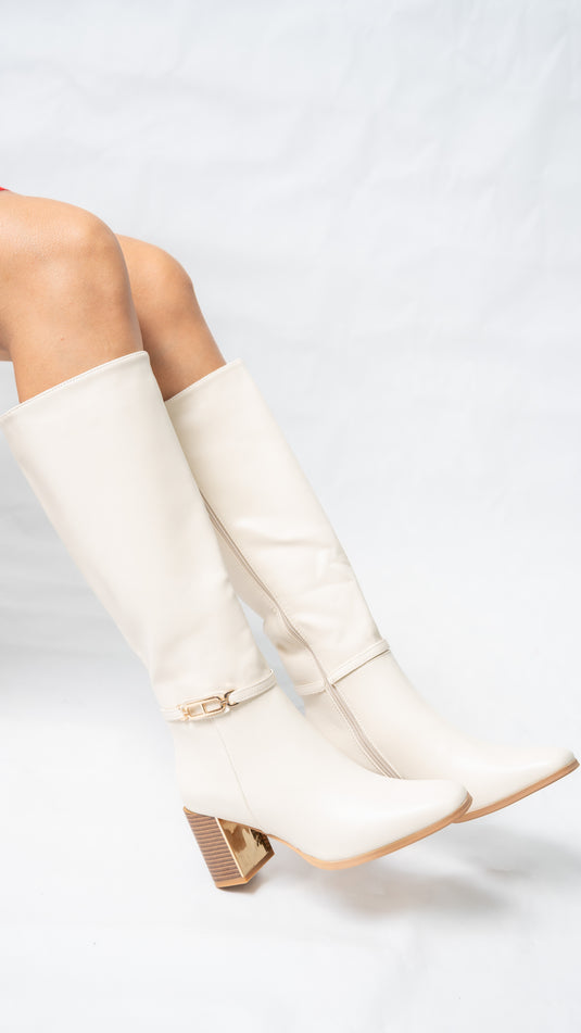 Bottes à talon avec bout doré