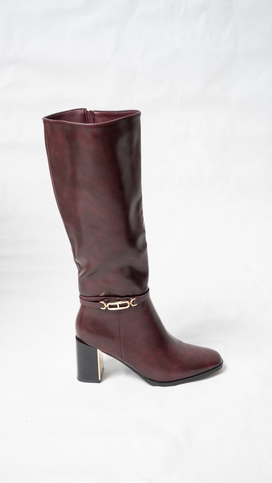 Bottes à talon avec bout doré