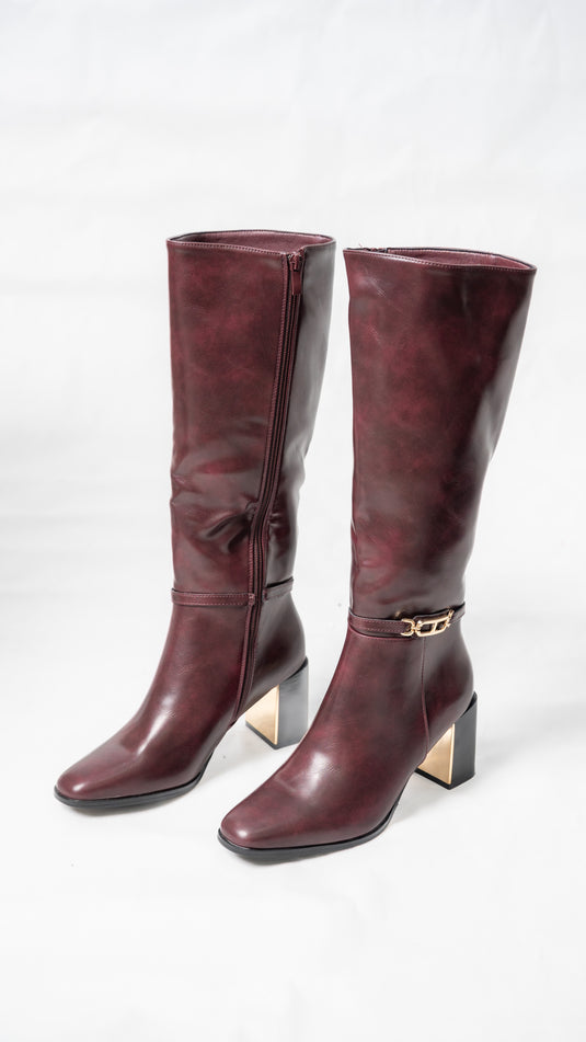 Bottes à talon avec bout doré