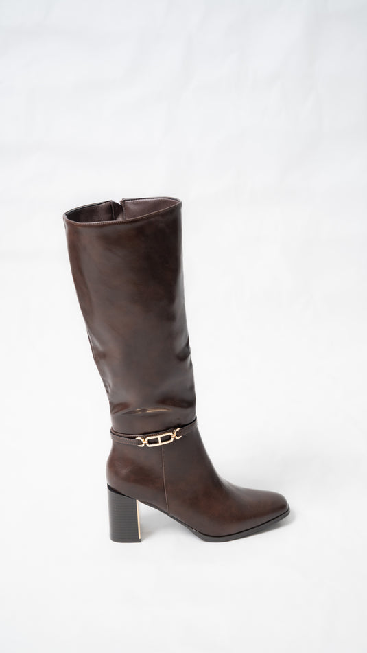 Bottes à talon avec bout doré